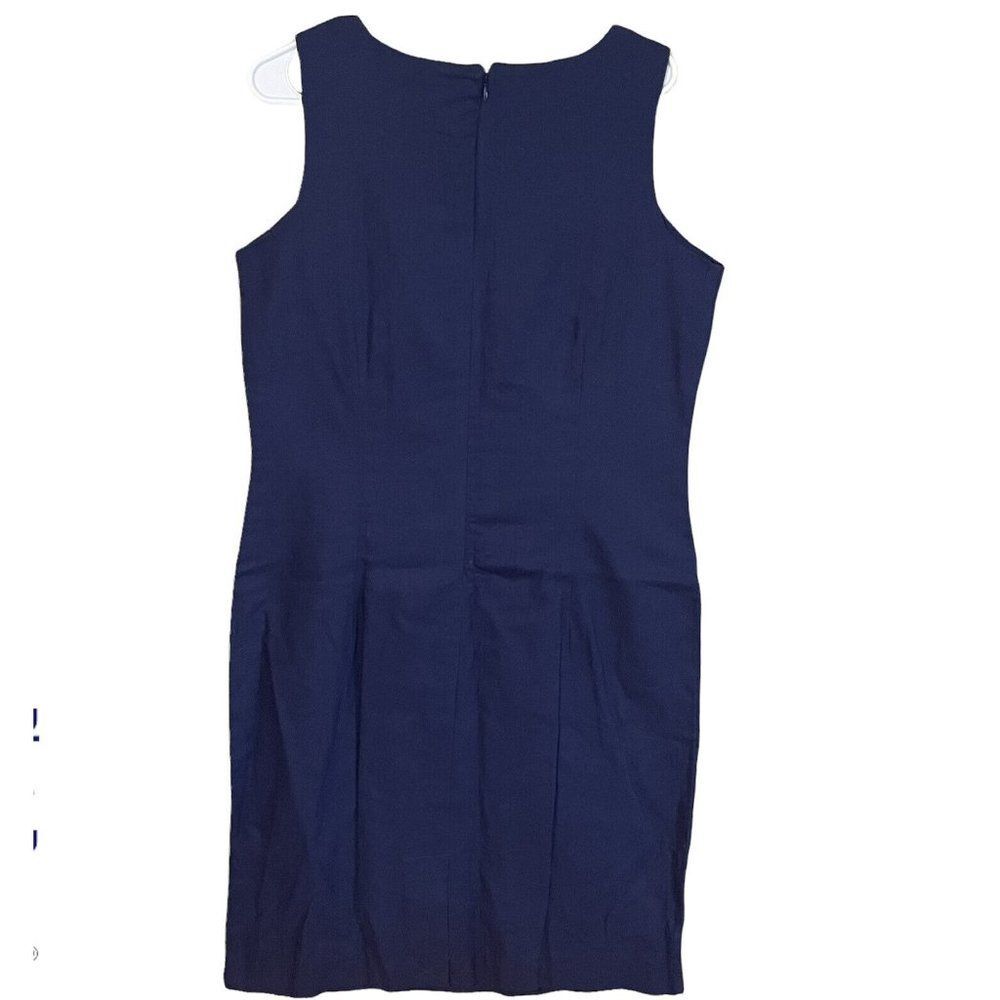 chadwicks Women's sz 12 linen blue Ponte Sleeveless Slim Fit Sheath Lined Dress
